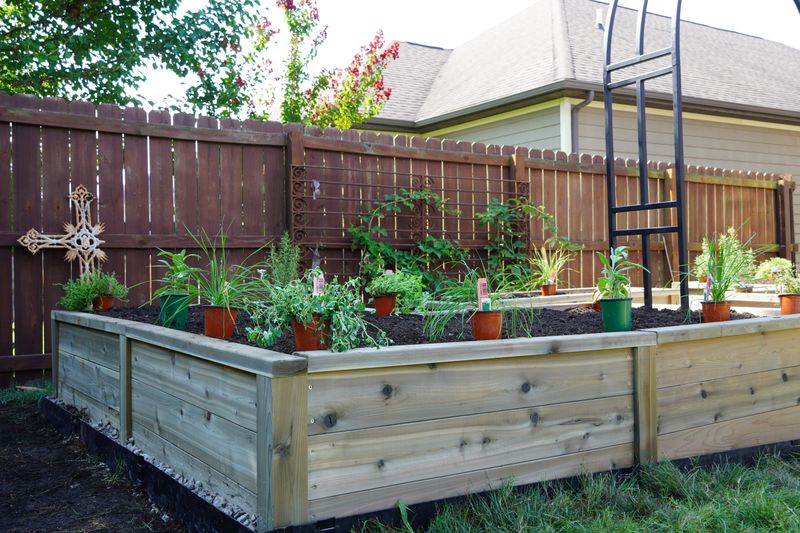 A finished L-shaped raised bed in an Irish garden